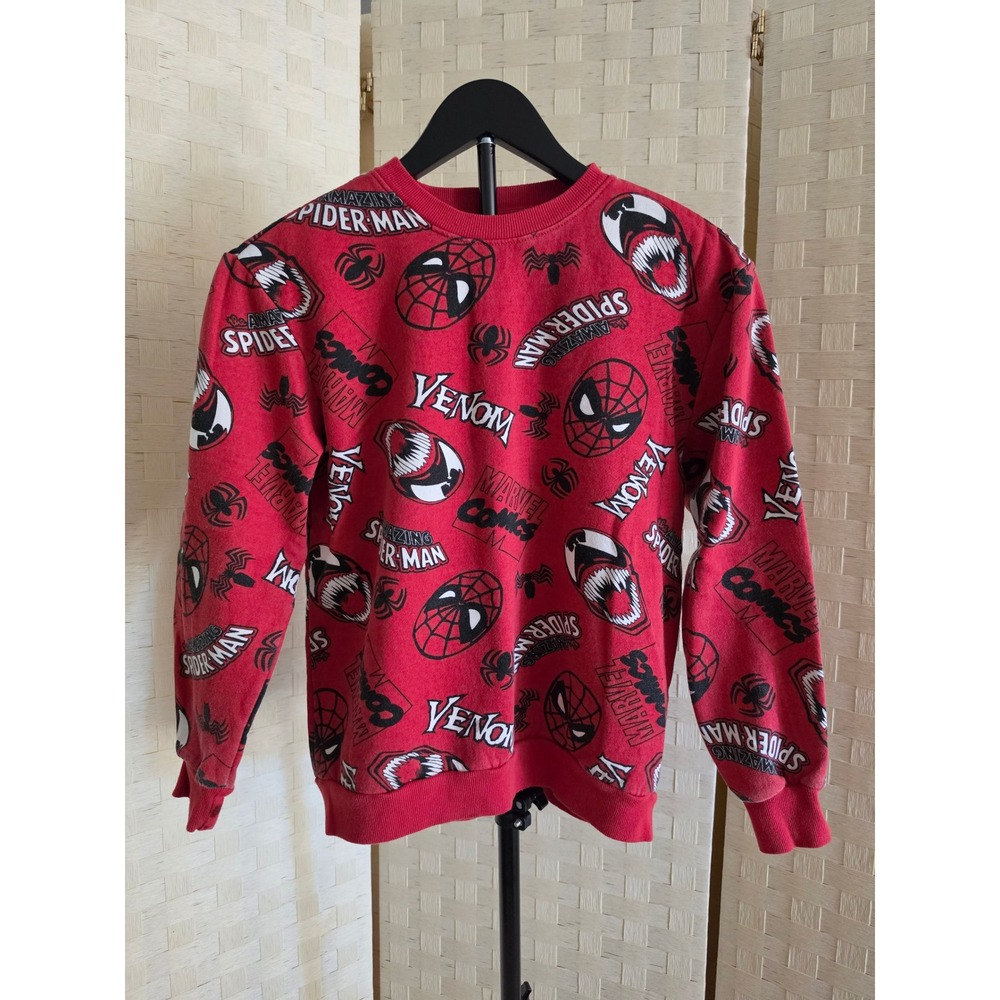 Marvel Spider-Man Venom Kids Red All Over Print Crewneck Sweatshirt XL 14-16